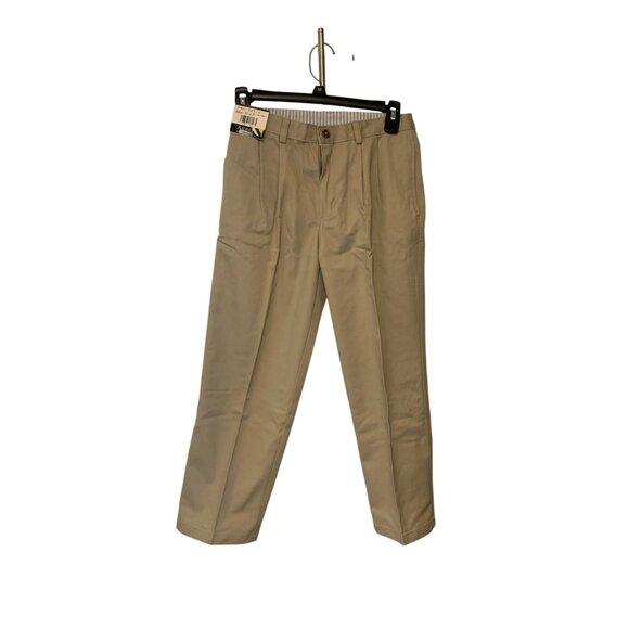 New Arrow Boys Size 10 Regular Khaki Tan Beige Pleated Pants School Uniform Prep - Picture 1 of 3